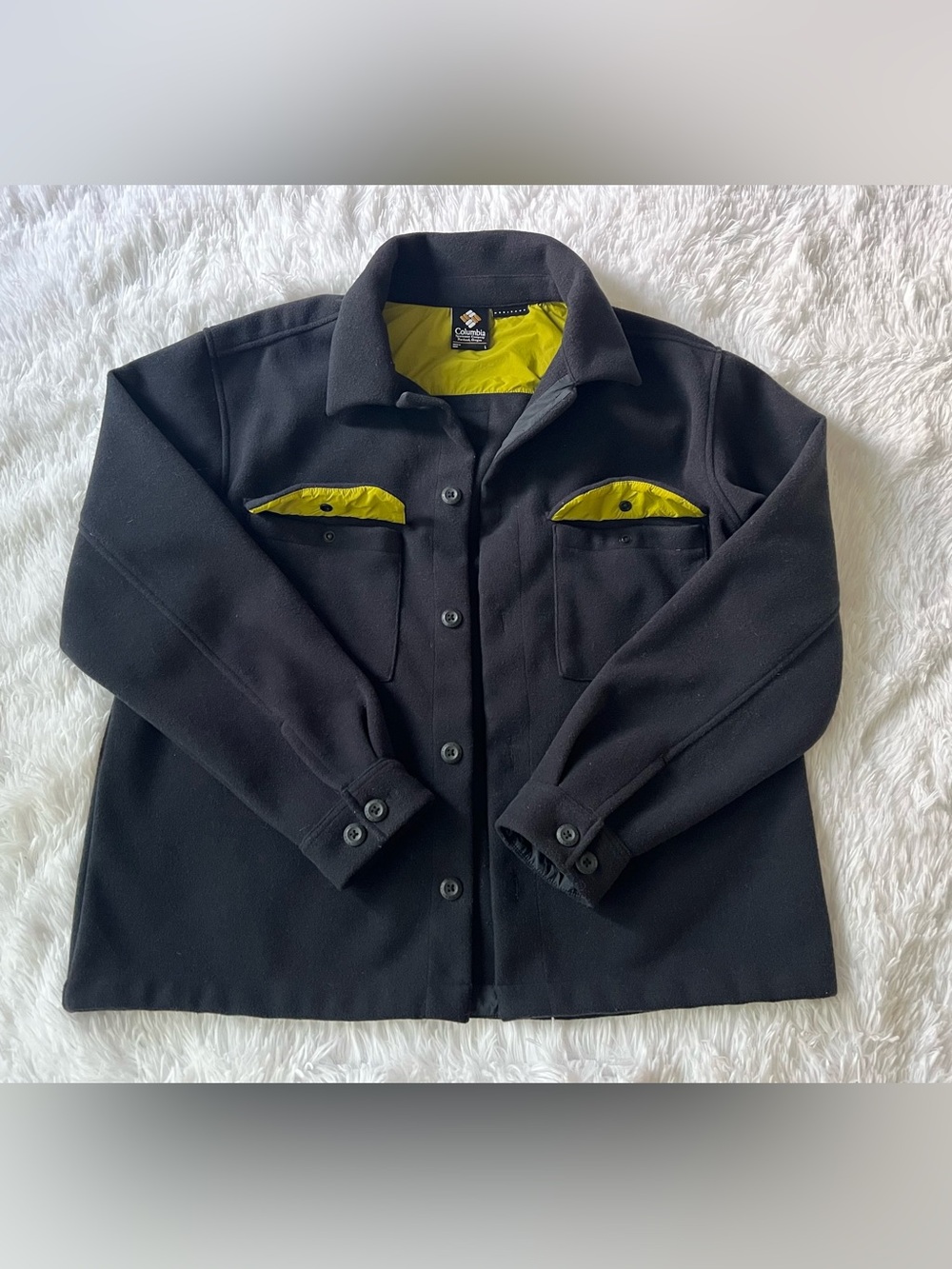 Columbia Fleece Shirt Jacket Size L Dark Blue